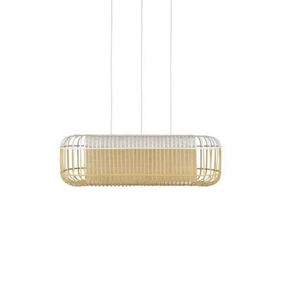Lighting - Pendant Lighting - Bamboo Oval Pendant - / Large - 78 x 45 x H 24 cm by Forestier - White - Bamboo