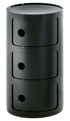 Mobilier - Mobilier Ados - Rangement Componibili / 3 tiroirs - H 58 cm - Kartell - Noir brillant - ABS