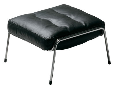 Möbel - Sitzkissen - Maggiolina Sitzkissen Fußablage - Zanotta - Sitzhocker - schwarzes Leder, Extra-Qualität - Leder, rostfreier Stahl