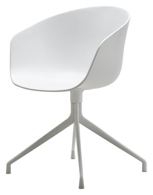 Mobilier - Chaises, fauteuils de salle à manger - Fauteuil pivotant About a chair / Plastique - Hay - Blanc / Pied blanc - Fonte d'aluminium laqué, Polypropylène