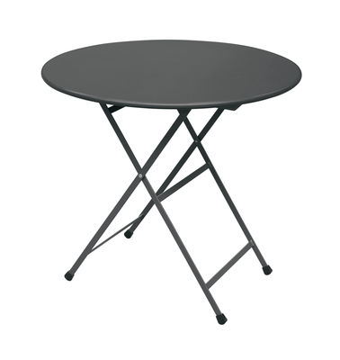 Outdoor - Garden Tables - Arc en Ciel Foldable table - Ø 80 cm by Emu - Grey - Varnished stainless steel