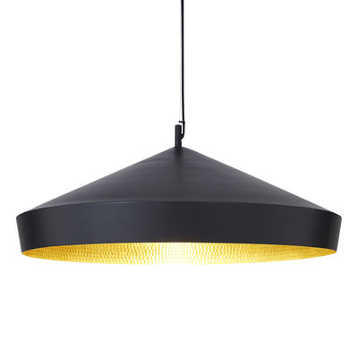 Luminaire - Suspensions - Suspension Beat Flat LED / Ø 60  x H 20 cm - Fabriqué artisanalement - Tom Dixon - Noir mat - Laiton
