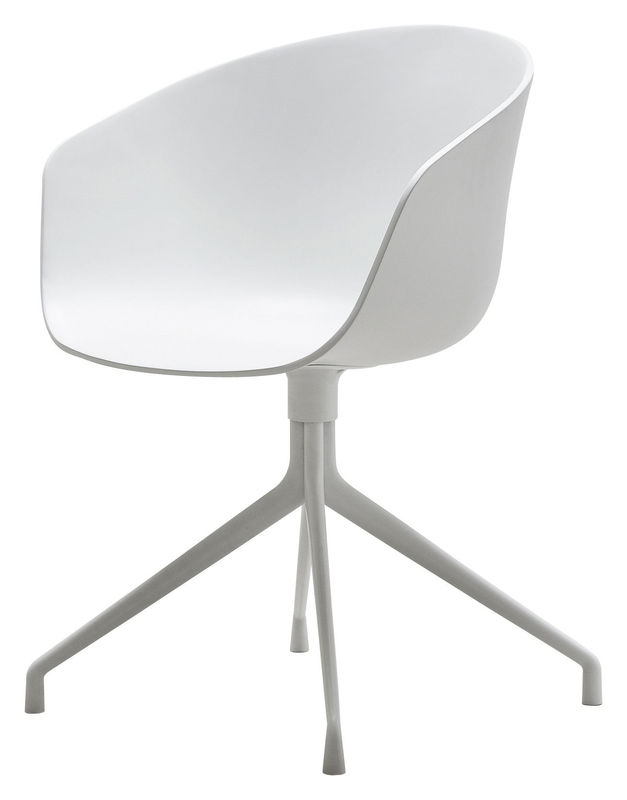 Furniture - Chairs - About a chair Swivel armchair - 4 legs by Hay - White / White feet - Lacquered cast aluminium, Polypropylene