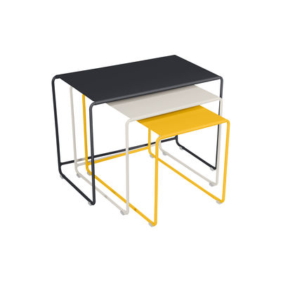 Mobilier - Tables basses - Tables gigognes Oulala / Set de 3 - 55 x 30 x H 40 cm - Fermob - Carbone / Gris argile / Miel - Acier