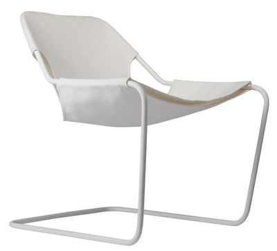 Furniture - Armchairs - Paulistano Outdoor Armchair by Objekto - White / White structure - Carbon, Cotton