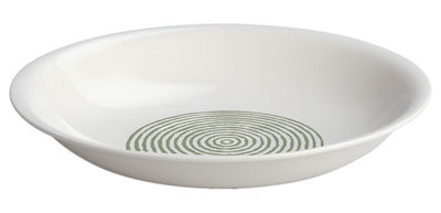 Table et cuisine - Assiettes - Assiette creuse Acquerello Ø 22 cm - A di Alessi - Assiette creuse / Blanc & vert - Porcelaine Bone China