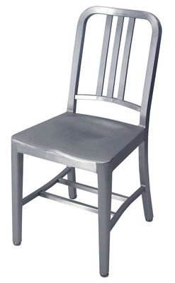Furniture - Chairs - Navy Outdoor Chair - Aluminium by Emeco - Brushed aluminium - Recycled brushed aluminium