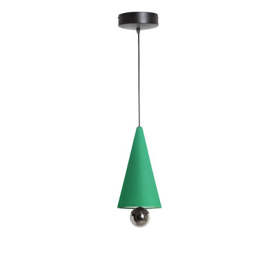 Lighting - Pendant Lighting - Cherry Small Pendant - / LED - Ø 16 x H 38 cm by Petite Friture - Mint green / Titanium sphere - Aluminium