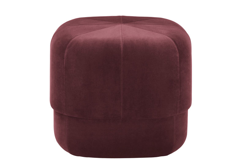 Furniture - Poufs & Floor Cushions - Circus Small Pouf textile red Coffee table - Small - Ø 46 cm - Normann Copenhagen - Dark red velour - Cotton, Velvet