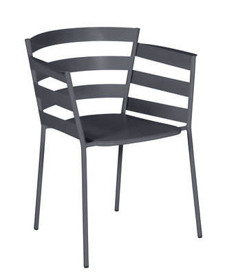 Furniture - Chairs - Rythmic Stackable armchair - / Steel by Fermob - Carbon - Painted steel