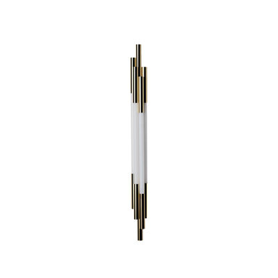 Lighting - Wall Lights - ORG Small Wall light - / LED - L 105 cm / Glass by DCW éditions - L 105 cm / White & brass - Anodized aluminium, Opal Glass