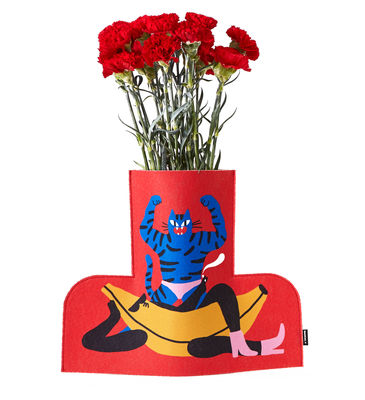 Image of Copri vaso Flower Power Large - / H 35 cm - Feltro di Sancal - Blu/Rosso/Multicolore - Tessuto