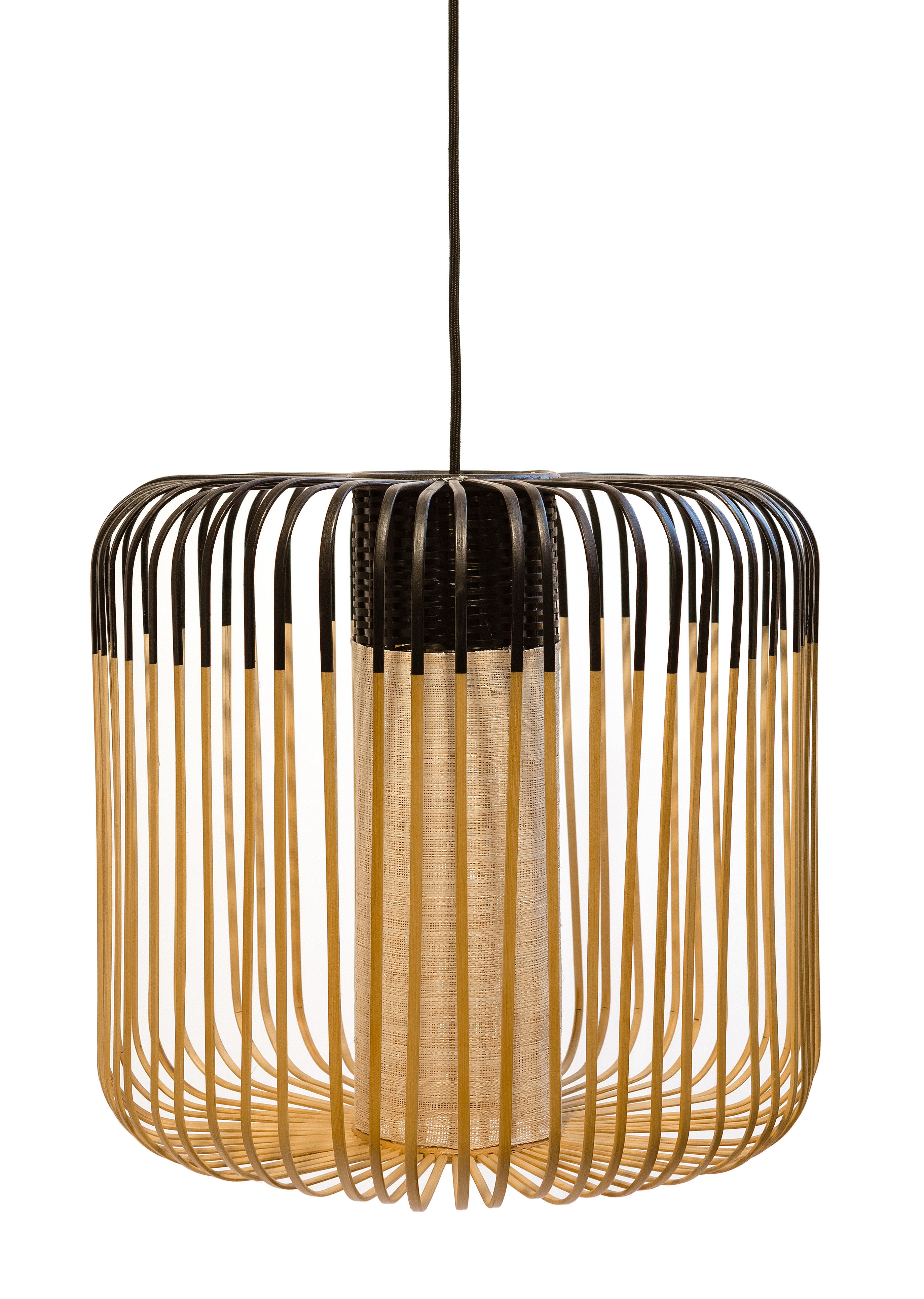 Forestier Bamboo Light M Pendant - Black/Natural wood | Made In Design UK