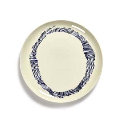 Tavola - Piatti  - Piatto Feast - Large / Ø 26,5 cm di Serax - Tratti / Bianco & blu - Gres smaltato