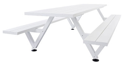 Outdoor - Garden Tables - Marina Table & seats set by Extremis - White - Fibreglass, Lacquered steel
