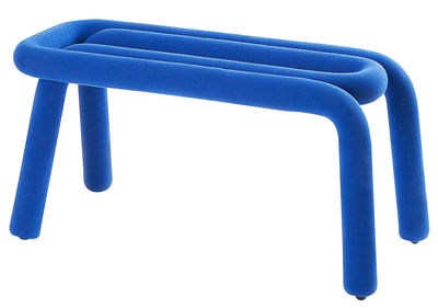 Furniture - Benches - Bold Bench - L 100 cm by Moustache - Blue - Fabric, Foam, Steel