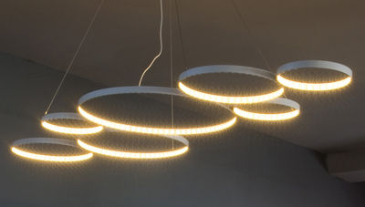 Leuchten - Pendelleuchten - Ultra8 Pendelleuchte / LED - 180 x 50 cm - Le Deun - Weiß - Stahl