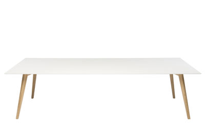 Furniture - Office Furniture - Bevel Rectangular table - / Desk - 200 x 100 cm - Wooden feet by ICF - Top : White - Legs : Wood - Aluminium, HPL, Oak