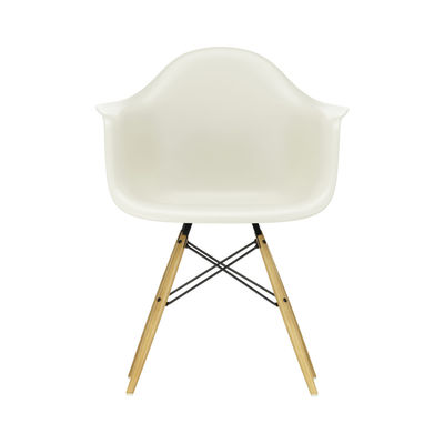 Möbel - Stühle  - DAW - Eames Plastic Armchair Sessel / (1950) - Beine aus hellem Holz - Vitra - Kieselgrau / Helles Holz - Massivahorn, Polypropylen