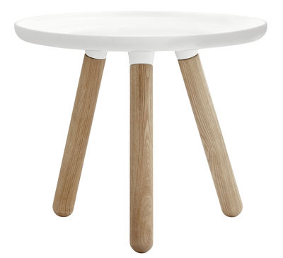 Mobilier - Tables basses - Table basse Tablo Small / Ø 50 cm - Normann Copenhagen - Blanc - Frêne naturel, Matériau composite