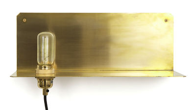 Furniture - Bookcases & Bookshelves - 90° Wall light with plug - Shelf by Frama  - Brass - Solid brass