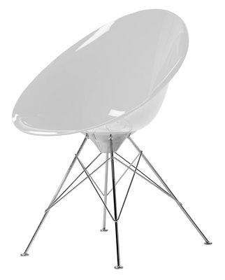 Mobilier - Chaises, fauteuils de salle à manger - Fauteuil Ero/S/ en polycarbonate - Kartell - Opaque blanc - Acier chromé, Polycarbonate