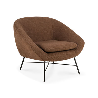 Möbel - Lounge Sessel - Barrow Gepolsterter Sessel / Stoff - Ethnicraft - Kupfer - Gewebe, High Density-Schaum, lackiertes Metall