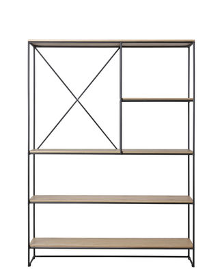 Furniture - Bookcases & Bookshelves - Planner Large Shelf - / MC520 - L 121 x H 165 cm by Fritz Hansen - Oak / Black - Powder-coated steel, Solid oak