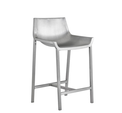 Furniture - Bar Stools - Sezz Bar chair - H 61 cm - Aluminium by Emeco - Brushed aluminium - Brushed-finish recycled aluminium