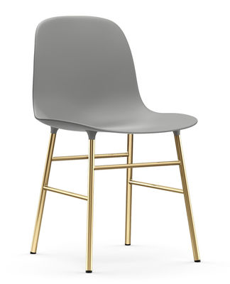 Mobilier - Chaises, fauteuils de salle à manger - Chaise Form / Pied laiton - Normann Copenhagen - Gris / Laiton - Acier plaqué laiton, Polypropylène