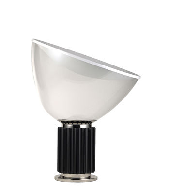 Illuminazione - Lampade da tavolo - Lampada da tavolo Taccia LED Small - / Diffusore vetro - H 48 cm di Flos - Nero / Trasparente - Alluminio, vetro soffiato