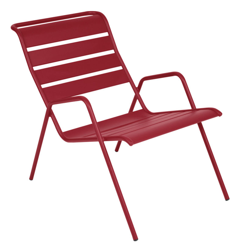 Furniture - Armchairs - Monceau Low armchair metal red Stackable - Fermob - Pimento - Painted steel