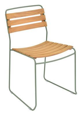 Furniture - Chairs - Surprising Stacking chair - / Wood & metal by Fermob - Cactus / Wood - Oiled teak, Painted steel