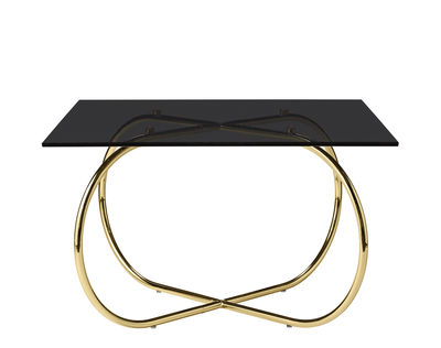 Furniture - Coffee Tables - Angui Coffee table - / Glass - 75 x 75 cm by AYTM - Gold base / Black top - Glass, Lacquered iron