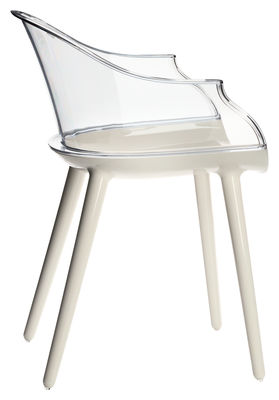 Mobilier - Chaises, fauteuils de salle à manger - Fauteuil Cyborg / Polycarbonate - Dossier transparent - Magis - Dossier cristal transparent / Pieds : blanc opaque - Polycarbonate