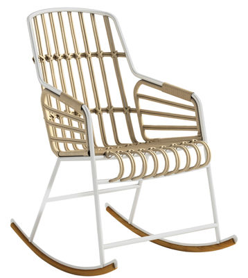 Mobilier - Fauteuils - Rocking chair Raphia - Casamania - Blanc - Jonc, Métal verni