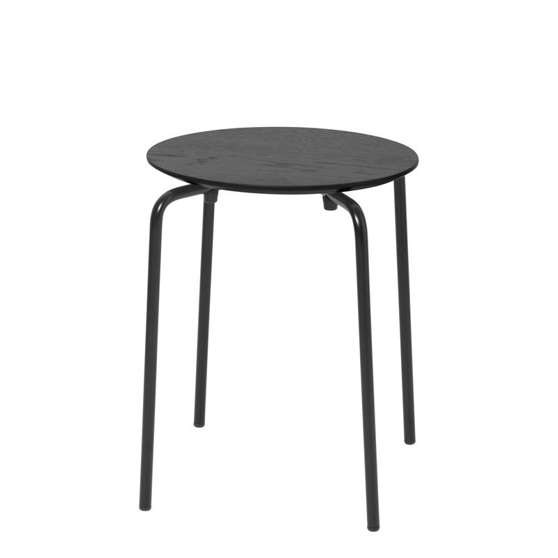 Furniture - Stools - Herman Stackable stool wood black / Wood & metal - Ferm Living - Black - Epoxy lacquered steel, Oak plywood