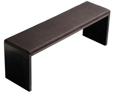 Möbel - Bänke - Irony Pad Bank - Zeus - Schwarz- L 160 x B 36 cm - Leder, phosphatierter Stahl