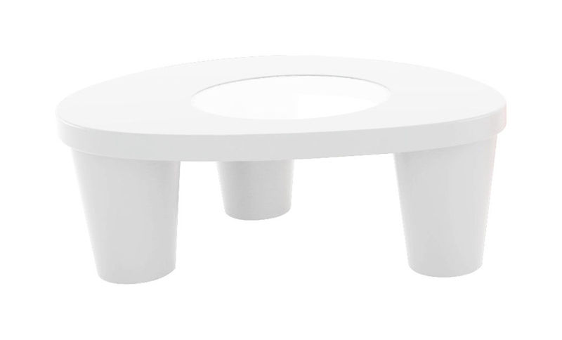 Furniture - Coffee Tables - Low Lita Coffee table glass plastic material white Low table - Slide - White - Glass, Recyclable polyethylene