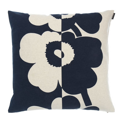 Home textile - Decoration textile - Suur Unikko Cushion cover - / 50 x 50 cm by Marimekko - Suur Unikko / Dark blue & cotton - Cotton, Linen
