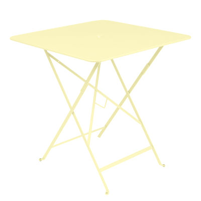Outdoor - Garden Tables - Bistro Foldable table - / 71 x 71 cm - Hole for parasol by Fermob - Frosted lemon - Lacquered steel