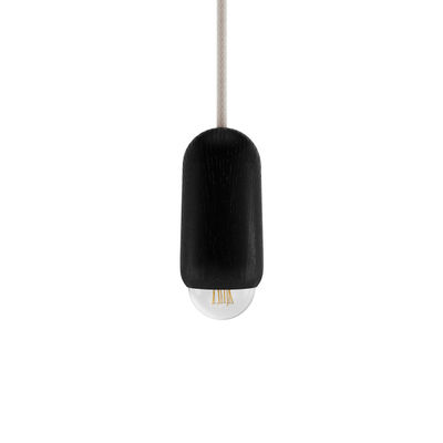 Hartô - Suspension Luce en Bois, Chêne massif teinté - Couleur Noir - 19.83 x 19.83 x 14 cm - Design