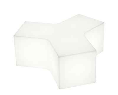 Mobilier - Tables basses - Table basse lumineuse Ypsilon Outdoor / Pouf - L 120 cm - Plastique - Slide - Blanc - Extérieur - polyéthène recyclable