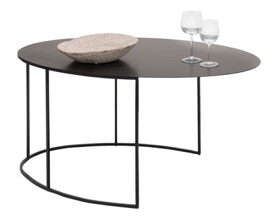 Mobilier - Tables basses - Table basse Slim Irony ovale / 86 x 54 cm H 42 cm - Zeus - Noir cuivré - Acier