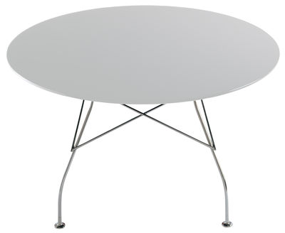 Kartell - Table ronde Glossy en Métal, Acier chromé - Couleur Blanc - 68 x 68 x 72 cm - Designer Ant