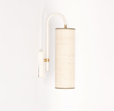 Illuminazione - Lampade da parete - Applique Tokyo - / Rafia - H 42 cm di Maison Sarah Lavoine - Rafia naturale / Bianco - Acciaio termolaccato, Rabane