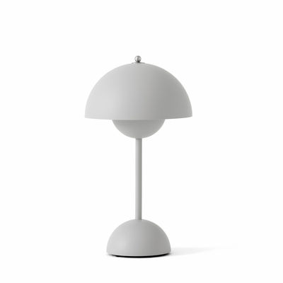 Luminaire - Lampes de table - Lampe sans fil Flowerpot VP9 / H 29,5 cm - By Verner Panton, 1968 - &tradition - Gris clair mat - Polycarbonate
