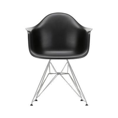 Mobilier - Chaises, fauteuils de salle à manger - Fauteuil DAR - Eames Plastic Armchair / (1950) - Pieds chromés - Vitra - Noir / Pieds chromés - Acier chromé, Polypropylène