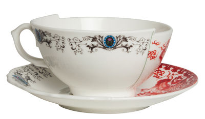 Table et cuisine - Tasses et mugs - Tasse à thé Hybrid Zora / Set tasse + soucoupe - Seletti - Zora - Porcelaine Bone China
