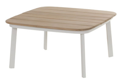Arredamento - Tavolini  - Tavolino Shine - / 79 x 79 cm di Emu - Bianco / Top teck - alluminio verniciato, Teck